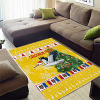 Moldova Christmas Area Rug White Stork Santa With Christmas Tree - Wonder Print Shop