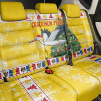 Moldova Christmas Back Car Seat Cover White Stork Santa With Christmas Tree - Wonder Print Shop