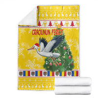 Moldova Christmas Blanket White Stork Santa With Christmas Tree