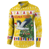 Moldova Christmas Button Sweatshirt White Stork Santa With Christmas Tree - Wonder Print Shop