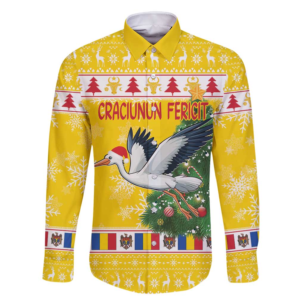 Moldova Christmas Family Matching Tank Maxi Dress and Hawaiian Shirt White Stork Santa With Christmas Tree - Wonder Print Shop