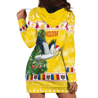 Moldova Christmas Hoodie Dress White Stork Santa With Christmas Tree - Wonder Print Shop