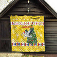 Moldova Christmas Quilt White Stork Santa With Christmas Tree - Wonder Print Shop