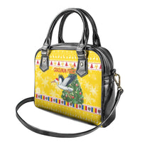 Moldova Christmas Shoulder Handbag White Stork Santa With Christmas Tree