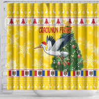 Moldova Christmas Shower Curtain White Stork Santa With Christmas Tree