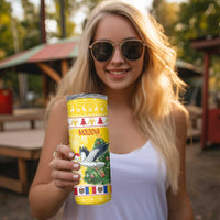 Moldova Christmas Skinny Tumbler White Stork Santa With Christmas Tree - Wonder Print Shop