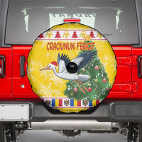 Moldova Christmas Spare Tire Cover White Stork Santa With Christmas Tree - Wonder Print Shop