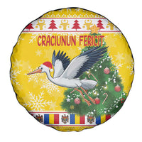 Moldova Christmas Spare Tire Cover White Stork Santa With Christmas Tree - Wonder Print Shop