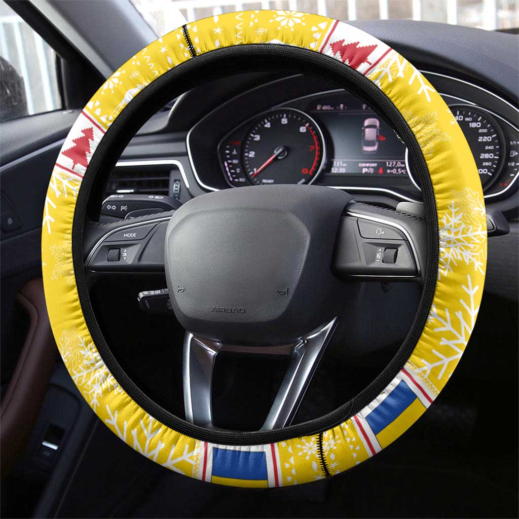 Moldova Christmas Steering Wheel Cover White Stork Santa With Christmas Tree - Wonder Print Shop