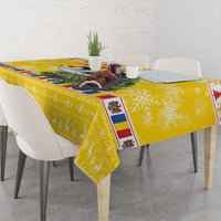 Moldova Christmas Tablecloth White Stork Santa With Christmas Tree - Wonder Print Shop