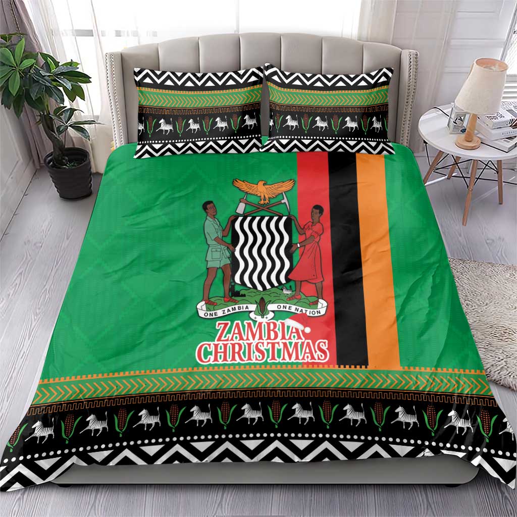 Zambia Christmas Bedding Set One Zambia One Nation With Kente Pattern - Wonder Print Shop