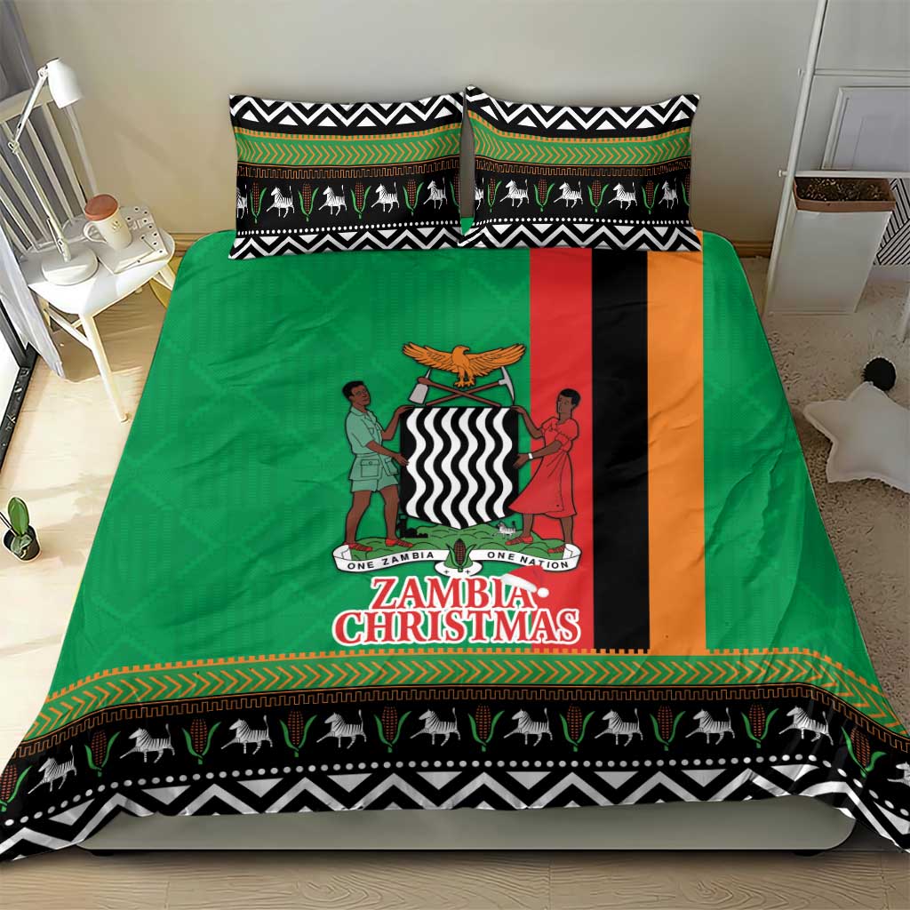 Zambia Christmas Bedding Set One Zambia One Nation With Kente Pattern - Wonder Print Shop