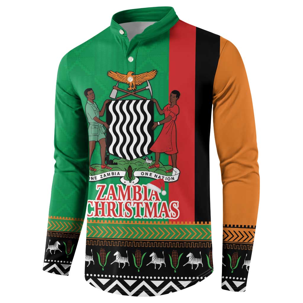 Zambia Christmas Button Sweatshirt One Zambia One Nation With Kente Pattern - Wonder Print Shop