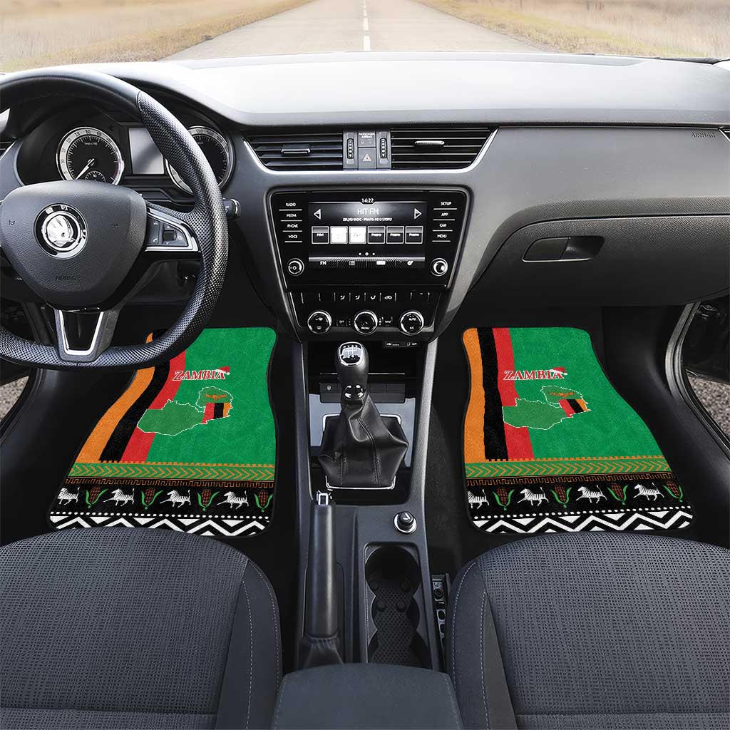 Zambia Christmas Car Mats One Zambia One Nation With Kente Pattern - Wonder Print Shop