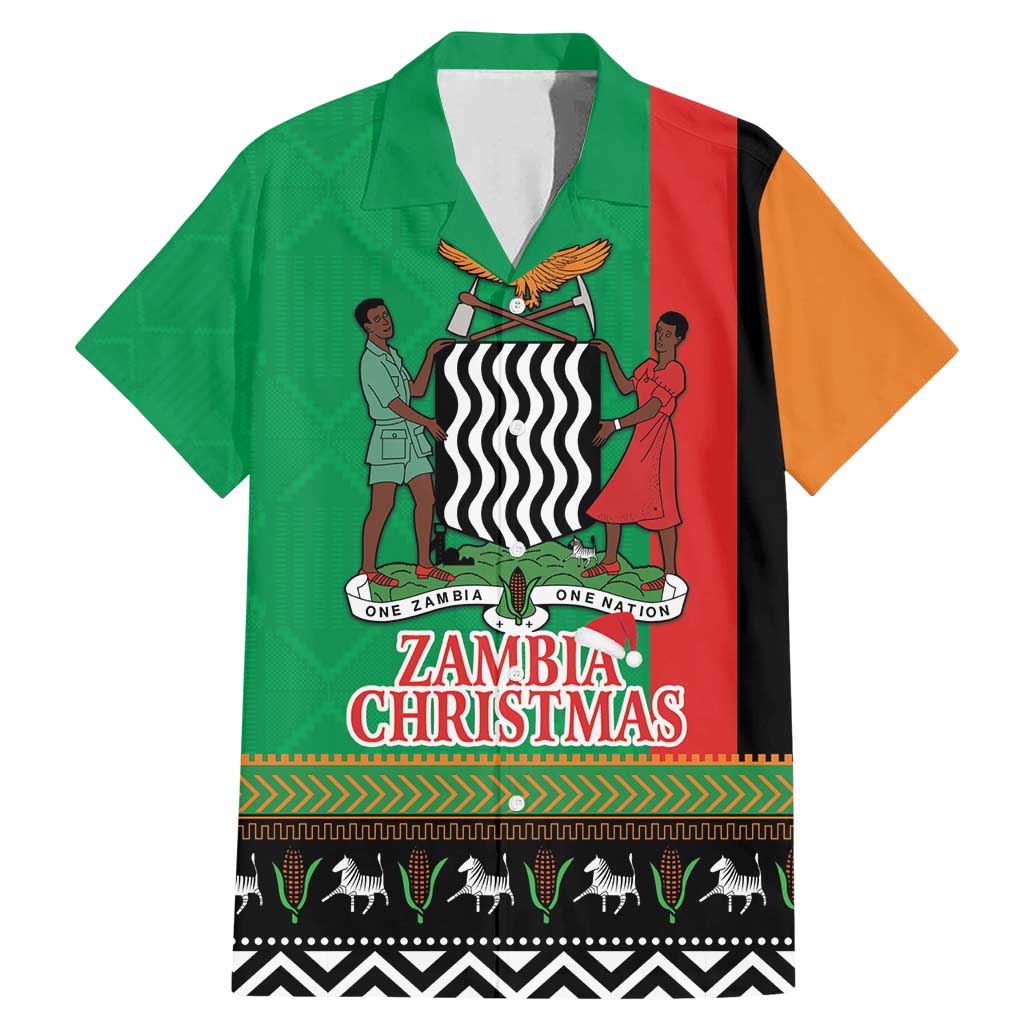 Zambia Christmas Family Matching Mermaid Dress and Hawaiian Shirt One Zambia One Nation With Kente Pattern - Wonder Print Shop
