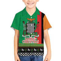 Zambia Christmas Family Matching Off Shoulder Short Dress and Hawaiian Shirt One Zambia One Nation With Kente Pattern - Wonder Print Shop