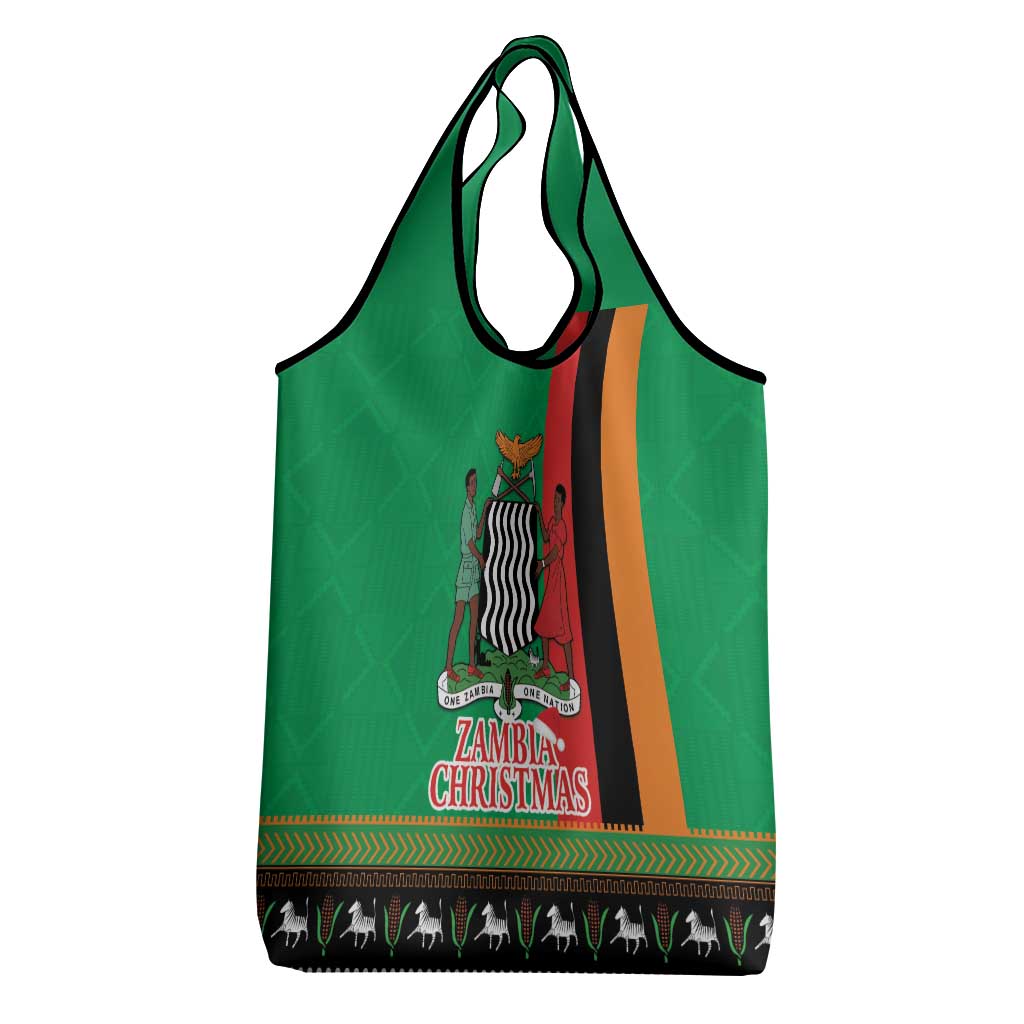 Zambia Christmas Grocery Bag One Zambia One Nation With Kente Pattern