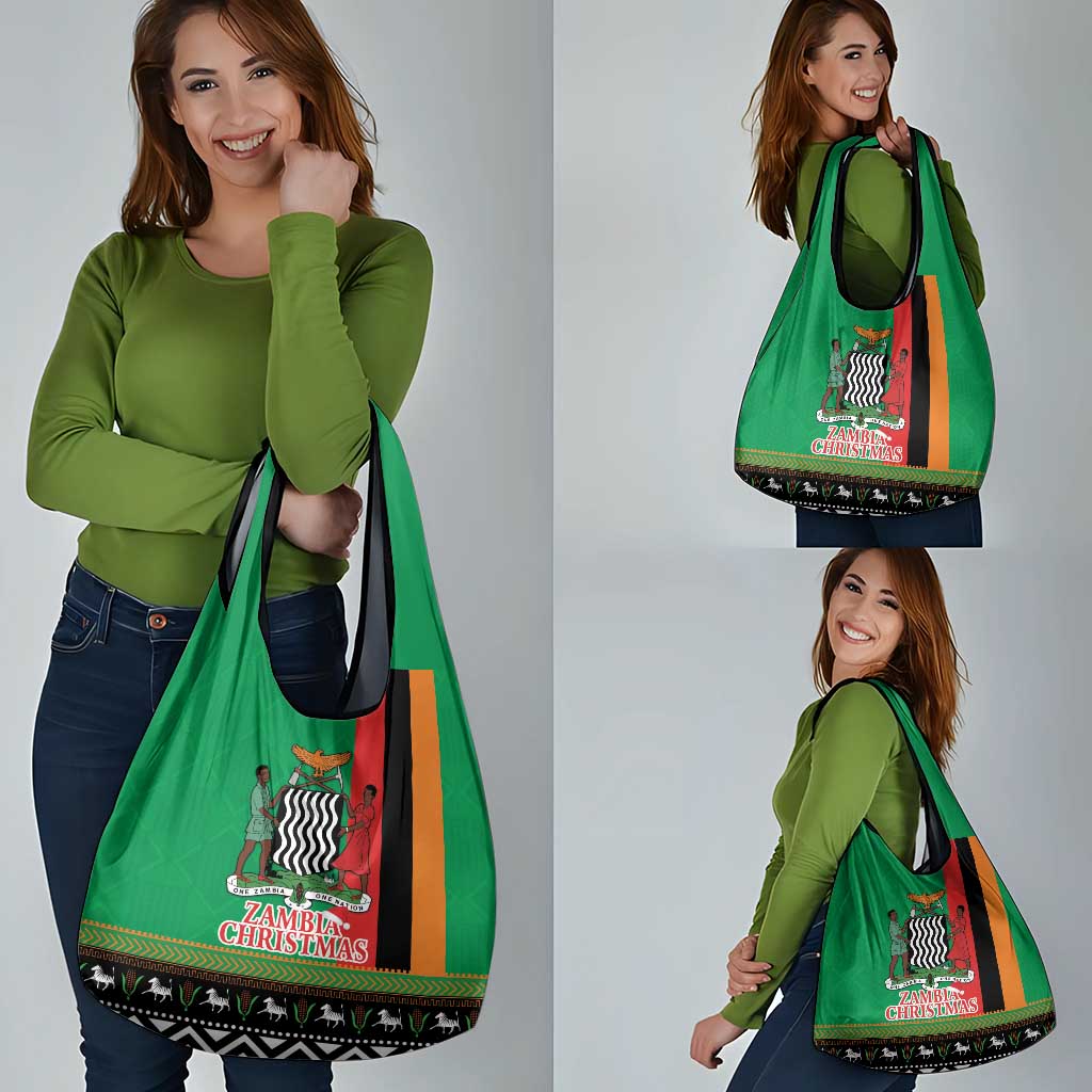 Zambia Christmas Grocery Bag One Zambia One Nation With Kente Pattern