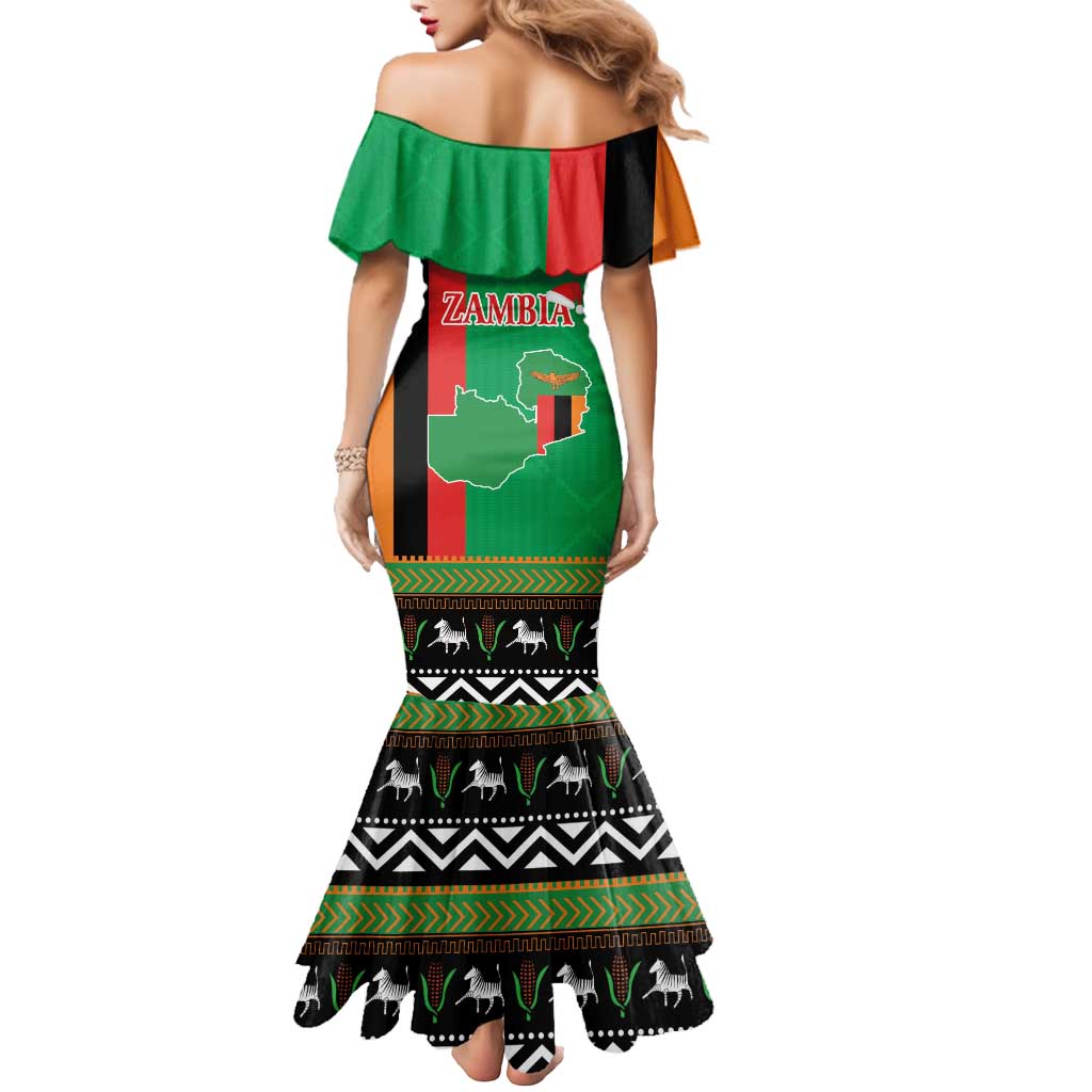 Zambia Christmas Mermaid Dress One Zambia One Nation With Kente Pattern - Wonder Print Shop