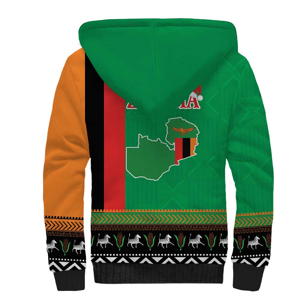 Zambia Christmas Sherpa Hoodie One Zambia One Nation With Kente Pattern - Wonder Print Shop