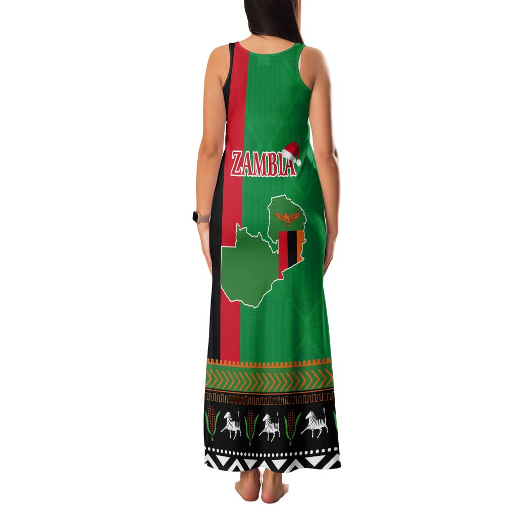 Zambia Christmas Tank Maxi Dress One Zambia One Nation With Kente Pattern - Wonder Print Shop