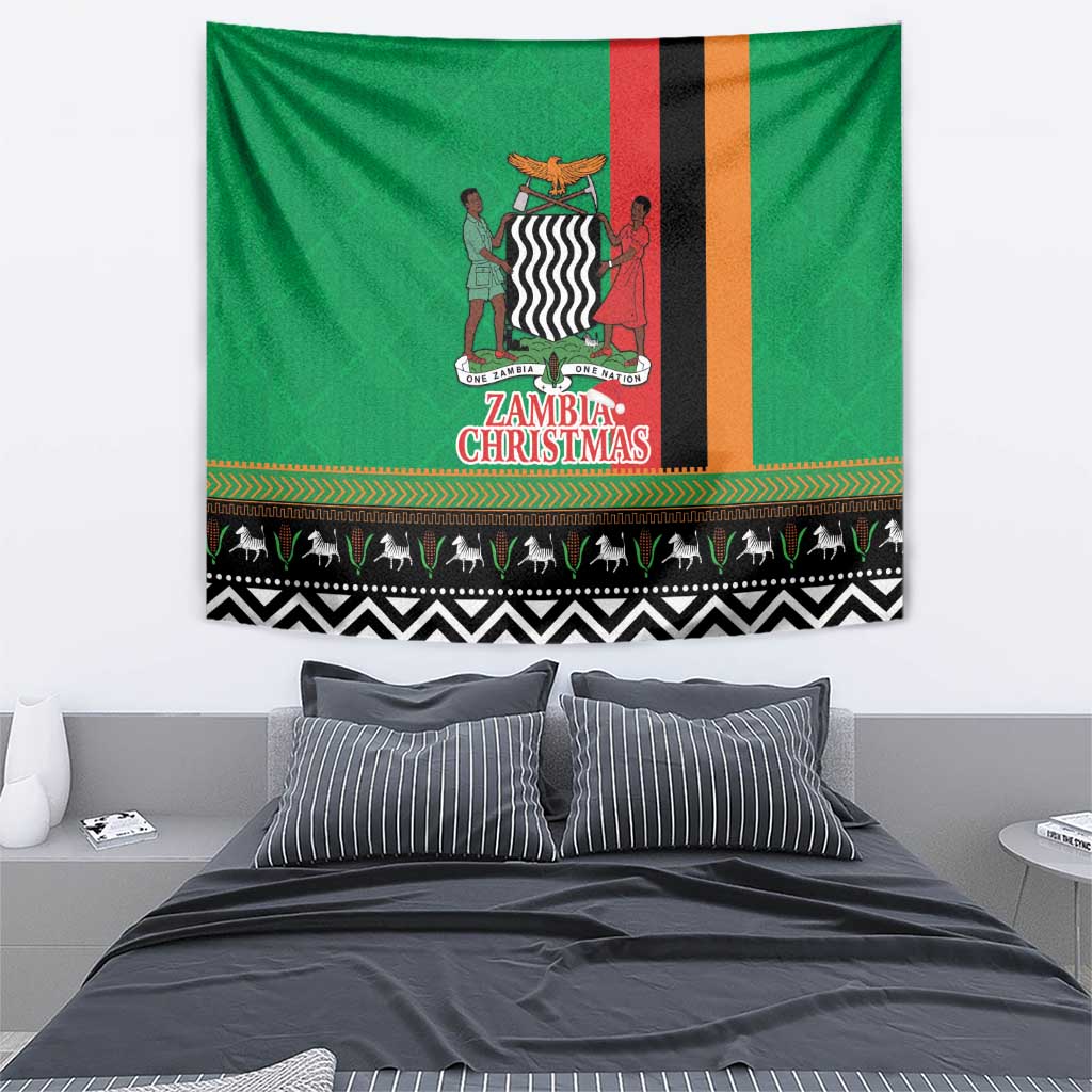 Zambia Christmas Tapestry One Zambia One Nation With Kente Pattern - Wonder Print Shop