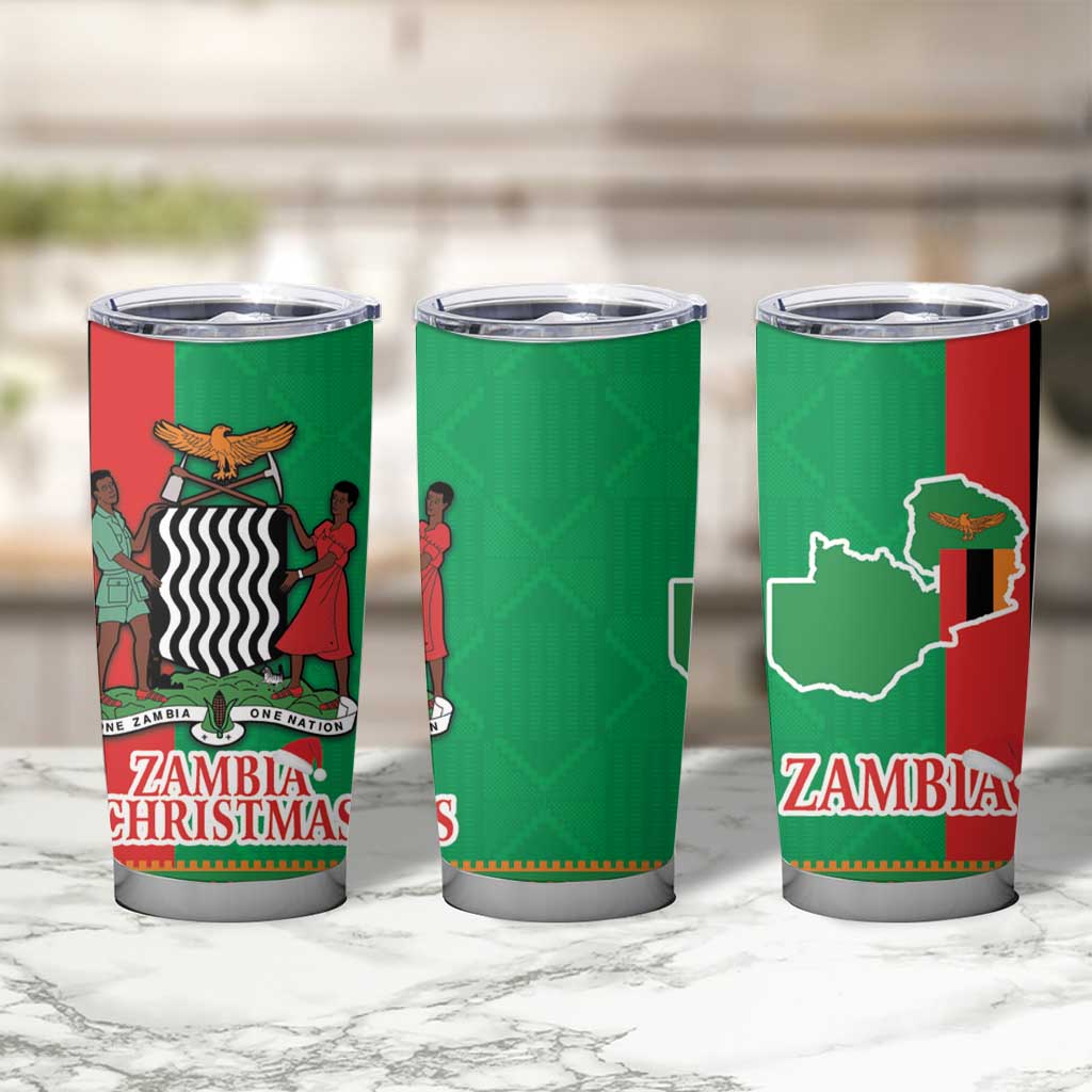 Zambia Christmas Tumbler Cup One Zambia One Nation With Kente Pattern - Wonder Print Shop
