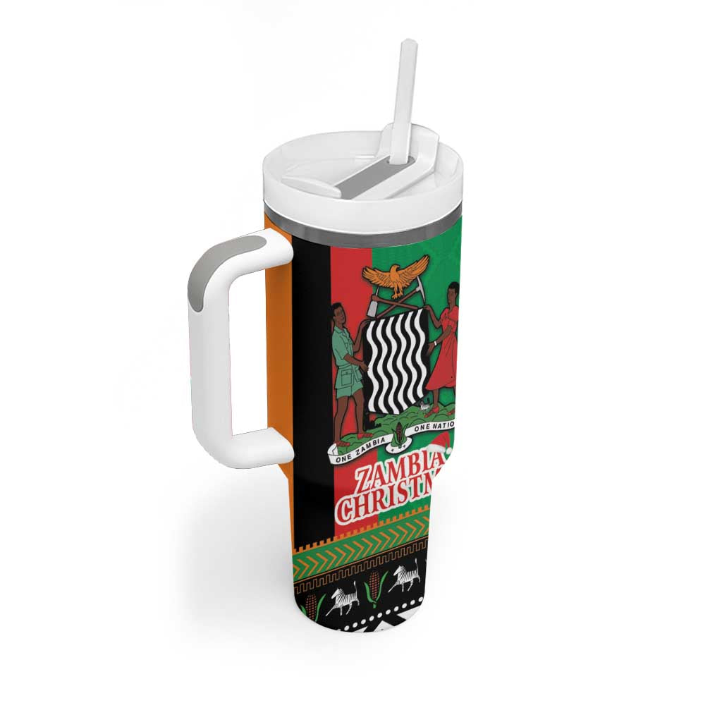 Zambia Christmas Tumbler With Handle One Zambia One Nation With Kente Pattern - Wonder Print Shop