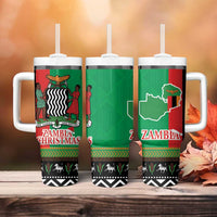 Zambia Christmas Tumbler With Handle One Zambia One Nation With Kente Pattern - Wonder Print Shop