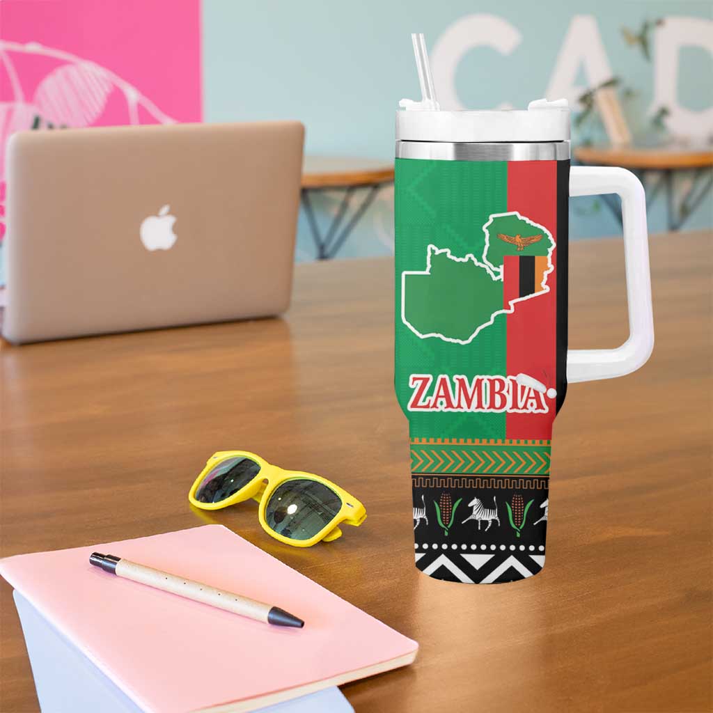 Zambia Christmas Tumbler With Handle One Zambia One Nation With Kente Pattern - Wonder Print Shop