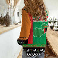 Zambia Christmas Women Casual Shirt One Zambia One Nation With Kente Pattern - Wonder Print Shop