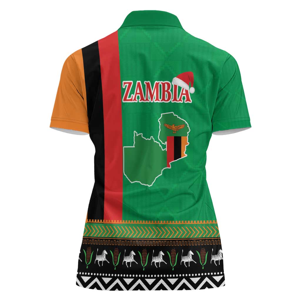 Zambia Christmas Women Polo Shirt One Zambia One Nation With Kente Pattern - Wonder Print Shop