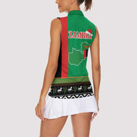 Zambia Christmas Women Sleeveless Polo Shirt One Zambia One Nation With Kente Pattern - Wonder Print Shop