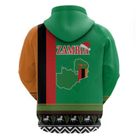 Zambia Christmas Zip Hoodie One Zambia One Nation With Kente Pattern - Wonder Print Shop