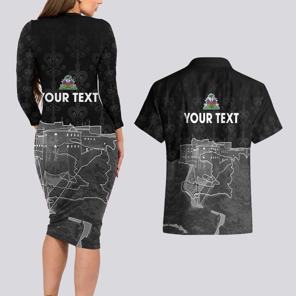 Haiti Citadelle Laferriere Personalized Couples Matching Long Sleeve Bodycon Dress and Hawaiian Shirt Haitian Heritage Veve Vodou - Wonder Print Shop