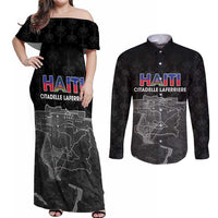 Haiti Citadelle Laferriere Personalized Couples Matching Off Shoulder Maxi Dress and Long Sleeve Button Shirt Haitian Heritage Veve Vodou - Wonder Print Shop