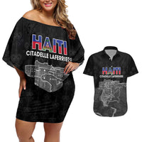 Haiti Citadelle Laferriere Personalized Couples Matching Off Shoulder Short Dress and Hawaiian Shirt Haitian Heritage Veve Vodou - Wonder Print Shop