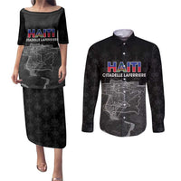 Haiti Citadelle Laferriere Personalized Couples Matching Puletasi and Long Sleeve Button Shirt Haitian Heritage Veve Vodou - Wonder Print Shop