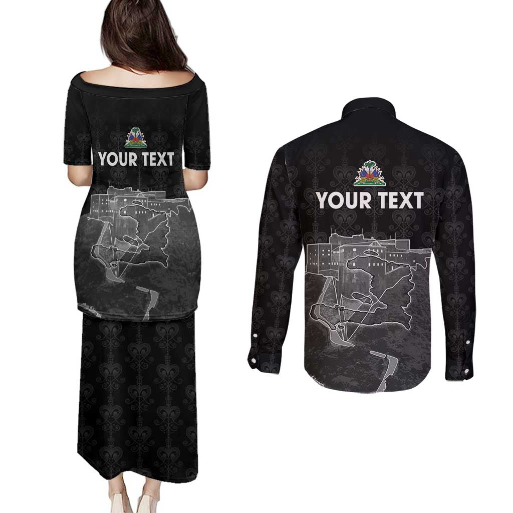 Haiti Citadelle Laferriere Personalized Couples Matching Puletasi and Long Sleeve Button Shirt Haitian Heritage Veve Vodou - Wonder Print Shop