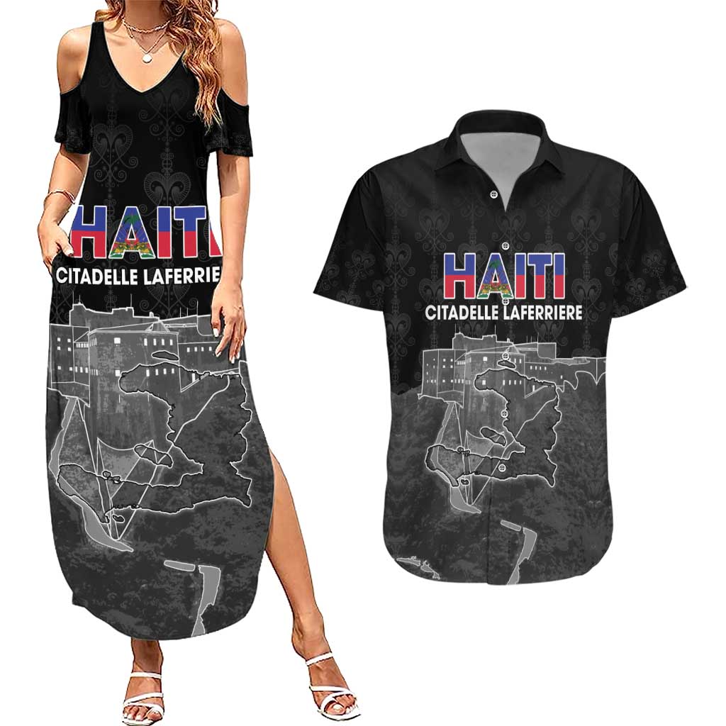 Haiti Citadelle Laferriere Personalized Couples Matching Summer Maxi Dress and Hawaiian Shirt Haitian Heritage Veve Vodou - Wonder Print Shop