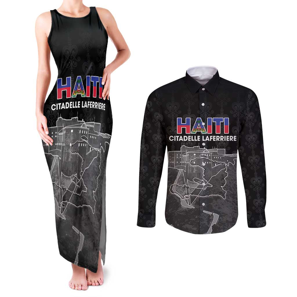 Haiti Citadelle Laferriere Personalized Couples Matching Tank Maxi Dress and Long Sleeve Button Shirt Haitian Heritage Veve Vodou - Wonder Print Shop