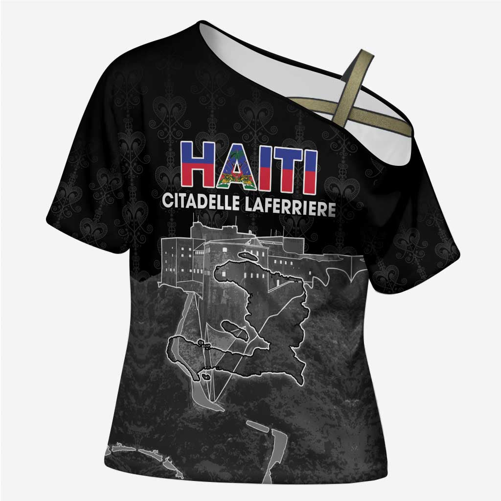 Haiti Citadelle Laferriere Personalized Cross Shoulder Shirt Haitian Heritage Veve Vodou - Wonder Print Shop