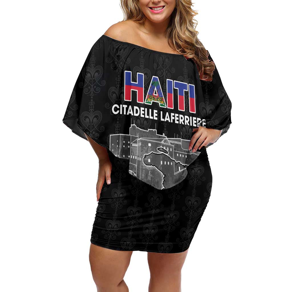 Haiti Citadelle Laferriere Personalized Family Matching Off Shoulder Short Dress and Hawaiian Shirt Haitian Heritage Veve Vodou - Wonder Print Shop