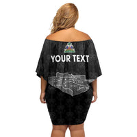 Haiti Citadelle Laferriere Personalized Family Matching Off Shoulder Short Dress and Hawaiian Shirt Haitian Heritage Veve Vodou - Wonder Print Shop