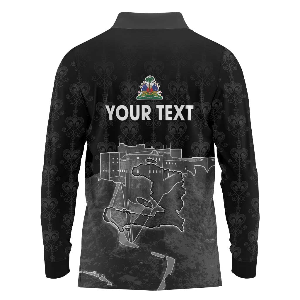 Haiti Citadelle Laferriere Personalized Long Sleeve Polo Shirt Haitian Heritage Veve Vodou - Wonder Print Shop