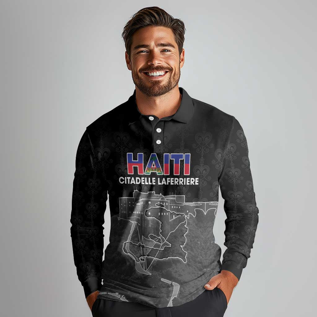Haiti Citadelle Laferriere Personalized Long Sleeve Polo Shirt Haitian Heritage Veve Vodou - Wonder Print Shop