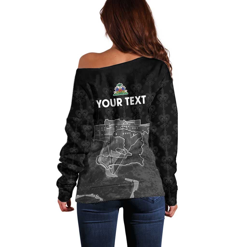 Haiti Citadelle Laferriere Personalized Off Shoulder Sweater Haitian Heritage Veve Vodou - Wonder Print Shop