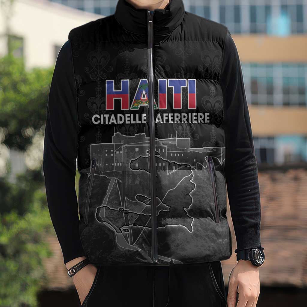Haiti Citadelle Laferriere Personalized Sleeveless Puffer Jacket Haitian Heritage Veve Vodou - Wonder Print Shop