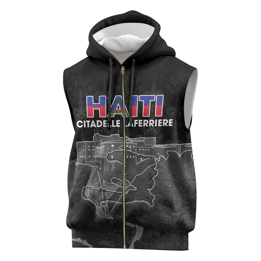 Haiti Citadelle Laferriere Personalized Sleeveless Zip Hoodie Haitian Heritage Veve Vodou - Wonder Print Shop