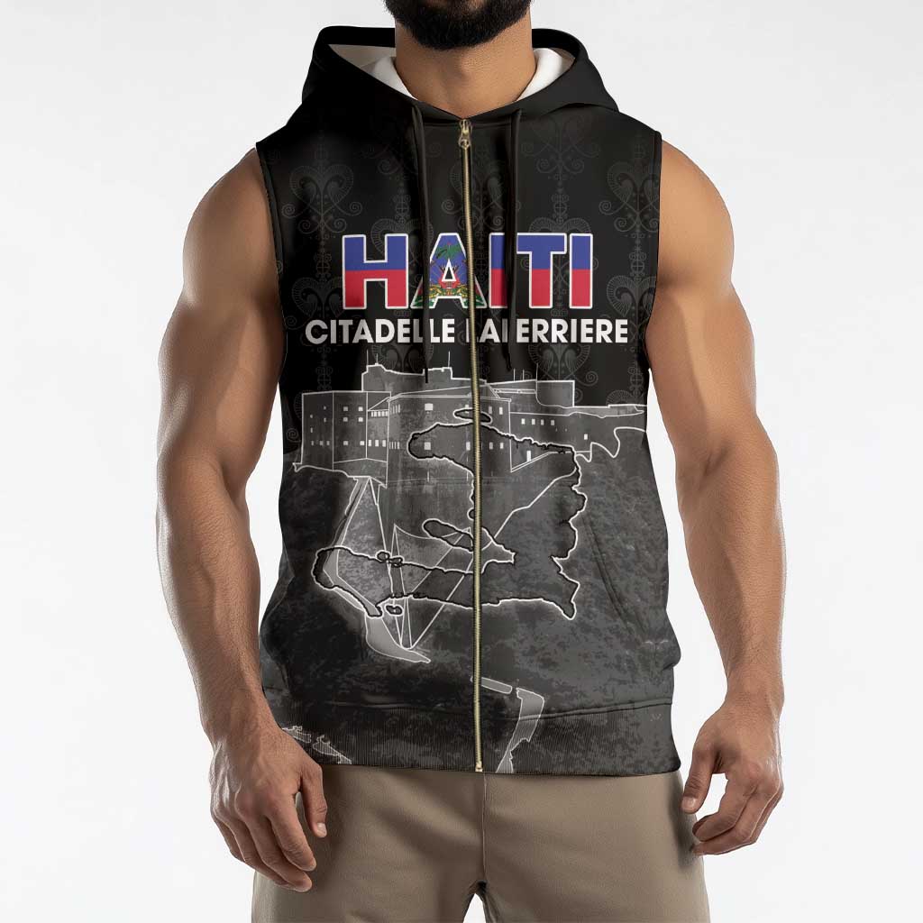 Haiti Citadelle Laferriere Personalized Sleeveless Zip Hoodie Haitian Heritage Veve Vodou - Wonder Print Shop